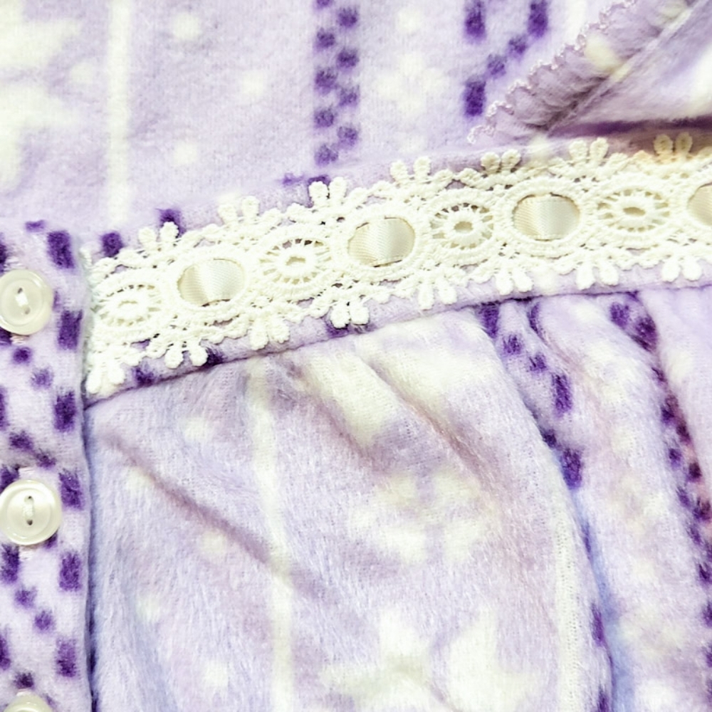Adonna Purple and White Striped Fleece Long Sleeve Nightgown Women's Size 3X - Picture 10 of 10